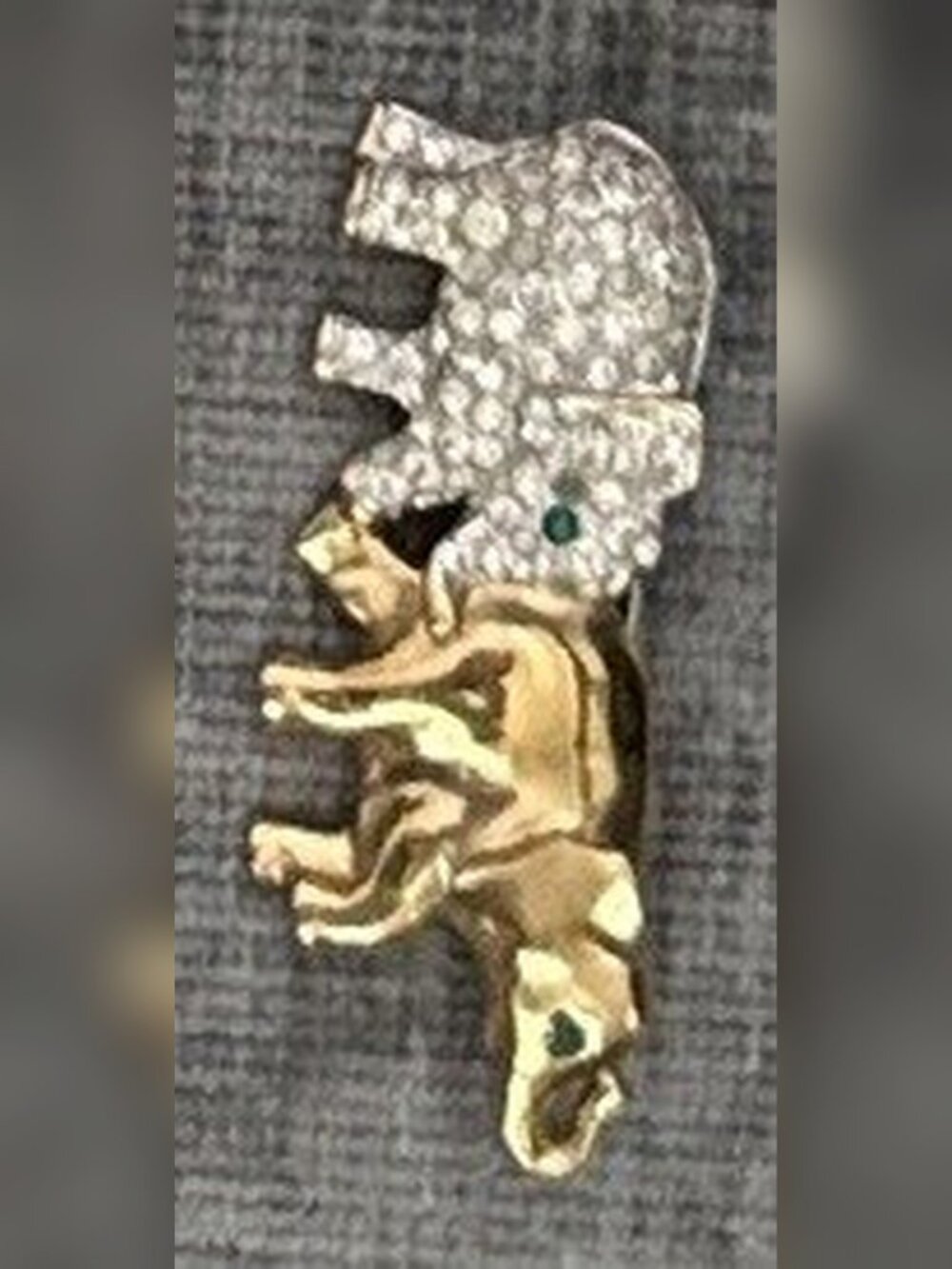Vintage Elephant Brooch with Crystals